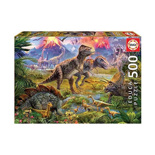 Educa - 15969 - Puzzle Classique - Rencontre Entre Dinosaures - 500 Pièces