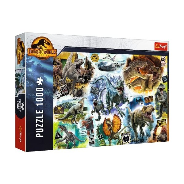 Trefl 1000 éléments Cassetête, Amusement, Casse Puzzle, 10727, Jurassic World : Dominion, sur la Piste des Dinosaures