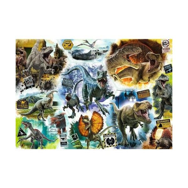 Trefl 1000 éléments Cassetête, Amusement, Casse Puzzle, 10727, Jurassic World : Dominion, sur la Piste des Dinosaures