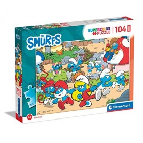 Clementoni- The Smurfs Supercolor Smurfs-104 Maxi Pièces, Enfants 4 Ans, Puzzle Dessin Animé-Fabriqué en Italie, 23773