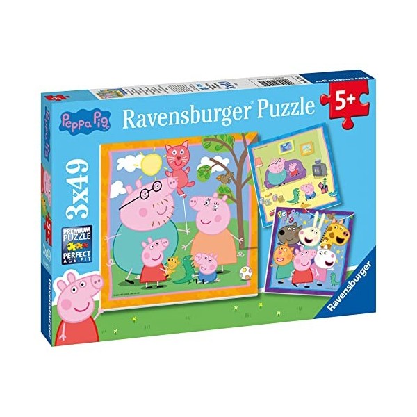 Ravensburger - Puzzle Enfant - Puzzles 3x49 p - La famille et les amis de Peppa Pig - Dès 5 ans - 05579