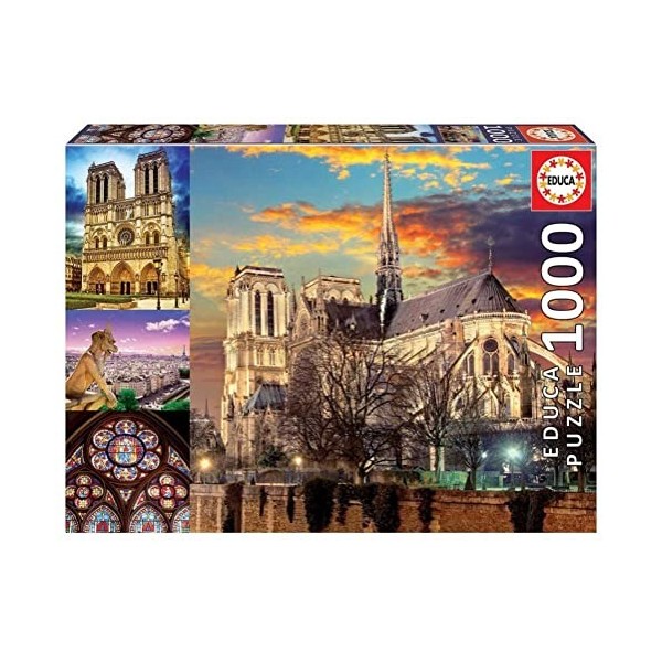 Educa - Puzzle de 1000 pièces pour Adultes | CollagedDe Notre-Dame. Comprend Fix Puzzle Tail pour laccrocher Une Fois lasse