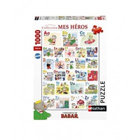 Nathan - Puzzle Adulte - Puzzle 1000 pièces - Labécédaire de Babar - Adultes et enfants dès 14 ans - Puzzle de qualité supér