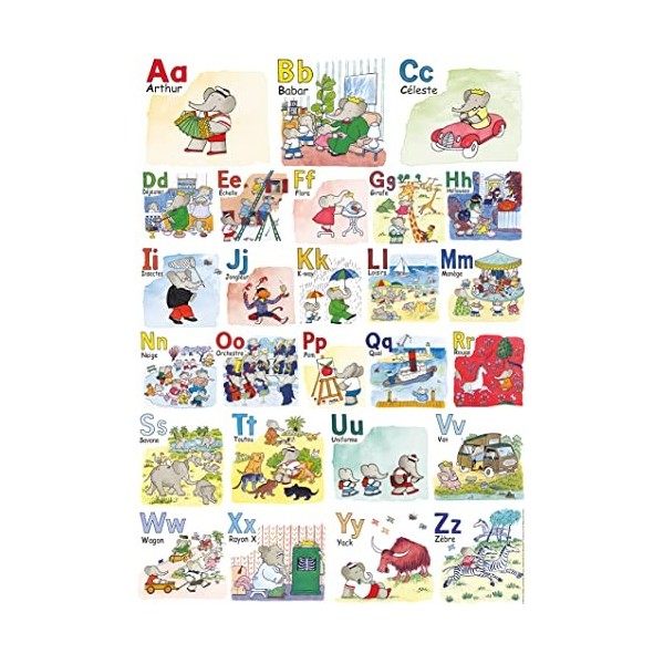 Nathan - Puzzle Adulte - Puzzle 1000 pièces - Labécédaire de Babar - Adultes et enfants dès 14 ans - Puzzle de qualité supér