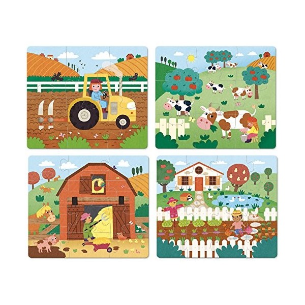 Vilac- 4 Puzzles évolutifs la Ferme, 2632, Multicolore