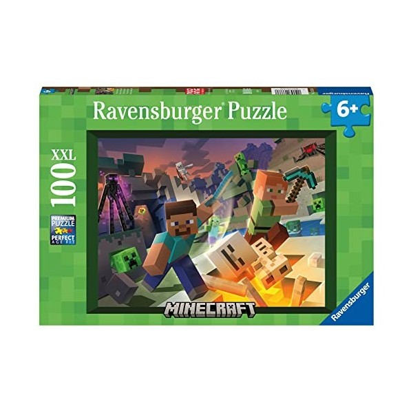 Ravensburger - Puzzle Enfant - Puzzle 100 p XXL - Monstres de Minecraft - Dès 6 ans - 13333