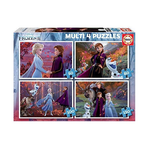 Educa - MultiPuzzles La Reine des Neiges. 4 Puzzles Progressifs pour Enfants. Recommandé à partir de 5 Ans 18640 