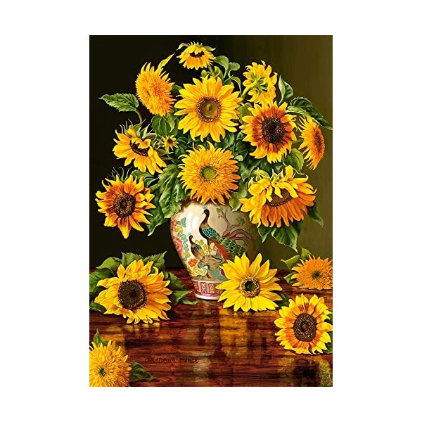 Castorland C-103843 Puzzle 1000 pièces Tournesols dans Un Vase Paon Multicolore