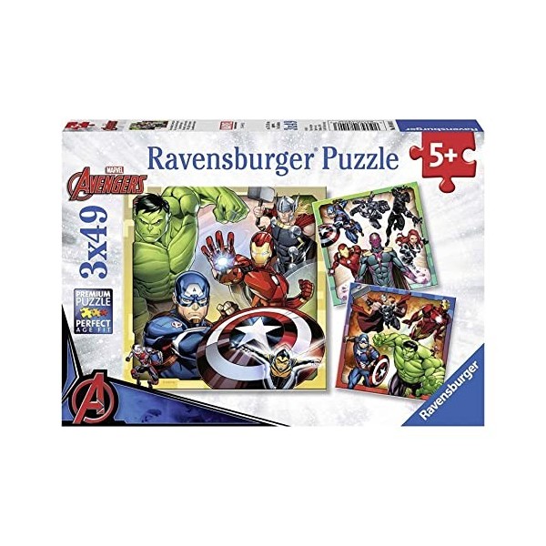 Ravensburger - Puzzle Enfant - Puzzles 3x49 p - Les puissants Avengers - Marvel - Dès 5 ans - 08040