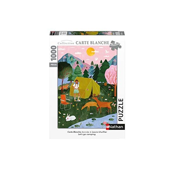 Nathan - Puzzle 1000 pièces - Lets go camping - Laura Lhuillier - Adultes et enfants dès 14 ans - Puzzle de qualité supérieu