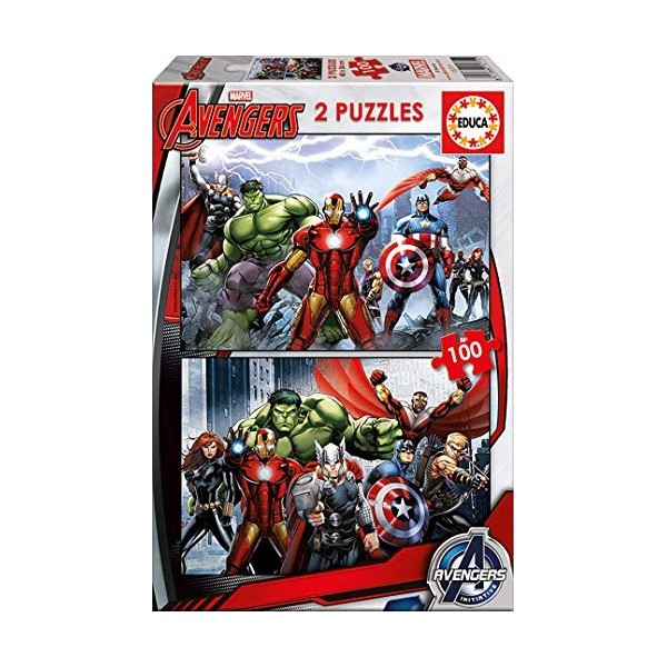 Educa - 2 Puzzles per Enfant De 100 Pièces, Deux Fois Plus De Plaisir | Avengers. Recommandé Ã€ Partir De 6 Ans 15771 