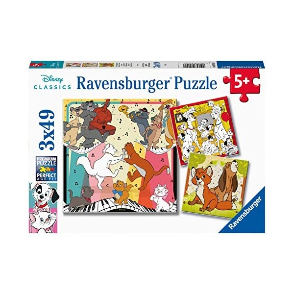 Ravensburger - Puzzle Enfant - Puzzles 3x49 p - Samuser avec les animaux Disney - Dès 5 ans - 05155