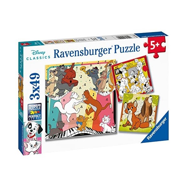 Ravensburger - Puzzle Enfant - Puzzles 3x49 p - Samuser avec les animaux Disney - Dès 5 ans - 05155