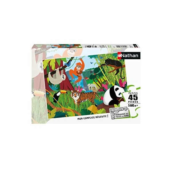 Nathan - Puzzle Enfant - 45 pièces - Les animaux de la jungle - Fille ou garçon dès 5 ans - Puzzle de qualité supérieure - Ca