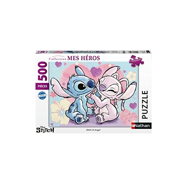 Nathan - Puzzle 500 pièces - Stitch & Angel - Adultes et enfants dès 12 ans - Puzzle de qualité supérieure - Encastrement par