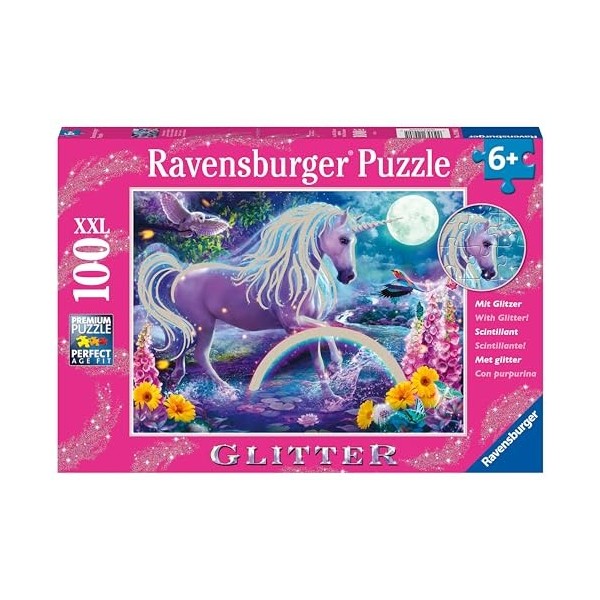 Ravensburger - Puzzle Enfant - Puzzle 100 p XXL - Licorne scintillante Collection Paillettes - Dès 6 ans - 12980