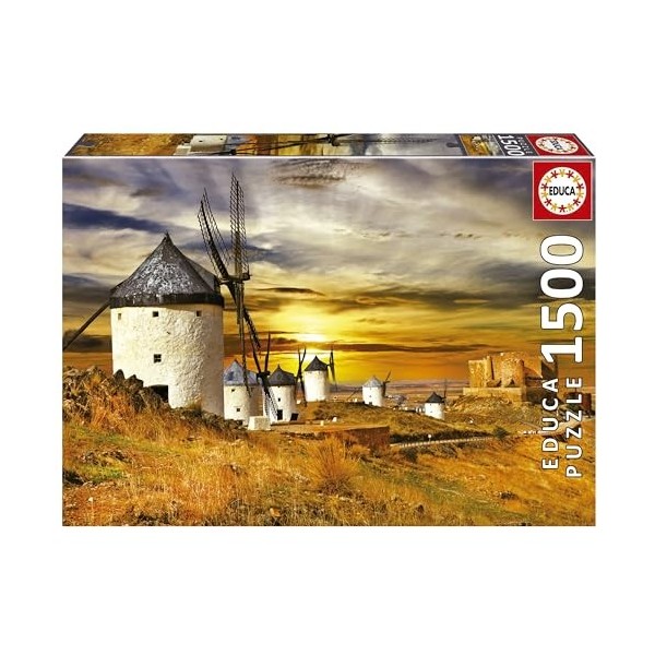 Educa - Puzzle de 1500 pièces pour Adultes | Moulins à Vent, Consuegra. Mesure : 85 x 60 cm. Comprend Fix Puzzle Tail pour l