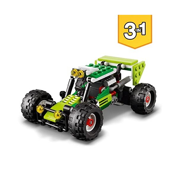 LEGO 31123 Creator 3 en 1 Le Buggy Tout-Terrain, Chargeuse-Pelleteuse, VTT Jouet pour Les Enfants, Ensemble de 3 Véhicules de