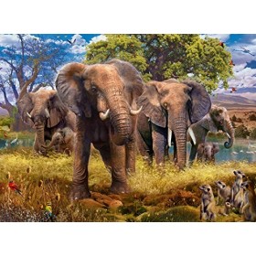 Ravensburger - Puzzle Adulte - Puzzle 500 p - Famille déléphants - 15040