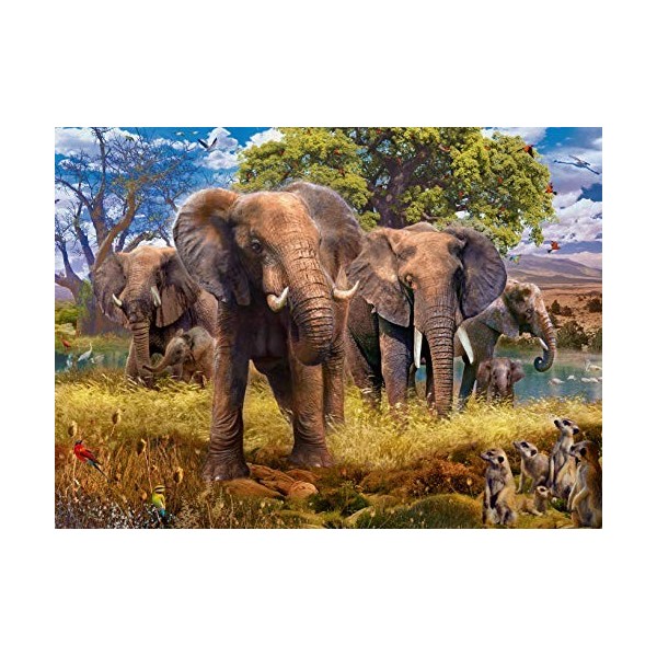 Ravensburger - Puzzle Adulte - Puzzle 500 p - Famille déléphants - 15040