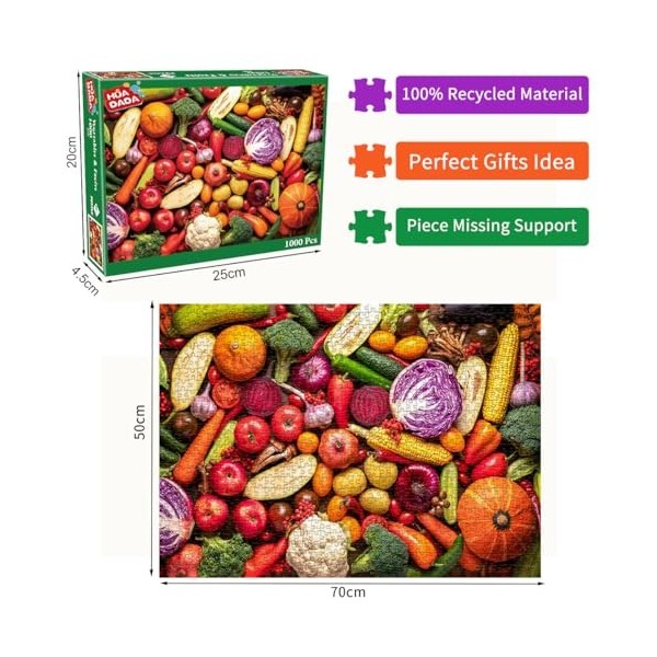 Vegetables and Fruits Puzzle 1000 pièces Adultes Healthy Food Adultes 1000 Pièces Puzzle Idées Cadeaux