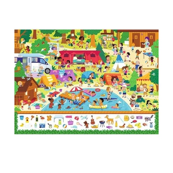 Nathan - Puzzle enfants - 100 pièces - Au camping Cherche et trouve - Fille ou garçon dès 6 ans - Puzzle de qualité supérie