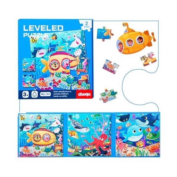 Shinybox Puzzle Enfant, Puzzle Animaux Magnétique 3 en 1, Jeux Montessori, Jouet éducatif Précoce, Jeu Magnétique Puzzle, Jeu