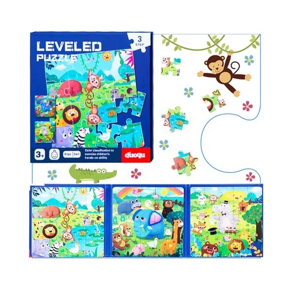 Shinybox Puzzle Enfant, Puzzle Animaux Magnétique 3 en 1, Jeux Montessori, Jouet éducatif Précoce, Jeu Magnétique Puzzle, Jeu