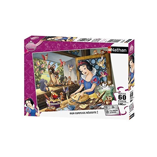 Nathan - Puzzle Enfant - 60 pièces - Blanche-Neige fait de la pâtisserie - Disney - Fille ou garçon dès 6 ans - Puzzle de qua