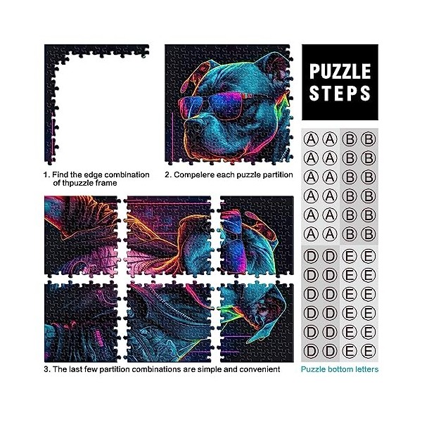 Puzzles Pitbull 1000 pièces pour Adultes Puzzles pour Enfants pour adultesPuzzles en Carton Puzzle pour Les Amoureux de lété