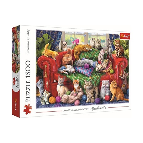 Trefl 1500 Pièces Chats, DIY Moderne, Divertissement Créatif, Amusant, Puzzles Classiques avec Animaux, pour Adultes et Enfan