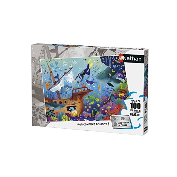 Nathan - Puzzle Enfant - 100 pièces - Le monde sous-marin - Fille ou garçon dès 6 ans - Puzzle de qualité supérieure - Carton