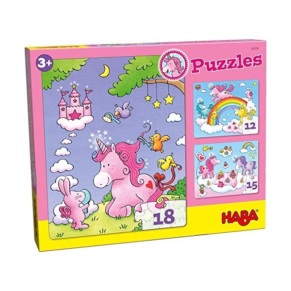 HABA- Unicorn Puzzles Licornes dans Les Nuages, 300299