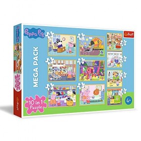Trefl- Peppa Pig avec des Amis, Von 20 BIS 48 Teilen, 10 Sets, für Kinder AB 4 Jahren Puzzle, 90358, Multicolore, 0