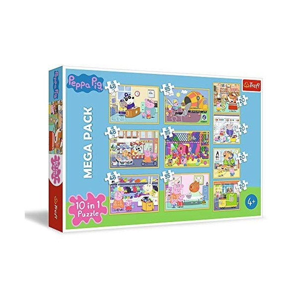 Trefl- Peppa Pig avec des Amis, Von 20 BIS 48 Teilen, 10 Sets, für Kinder AB 4 Jahren Puzzle, 90358, Multicolore, 0