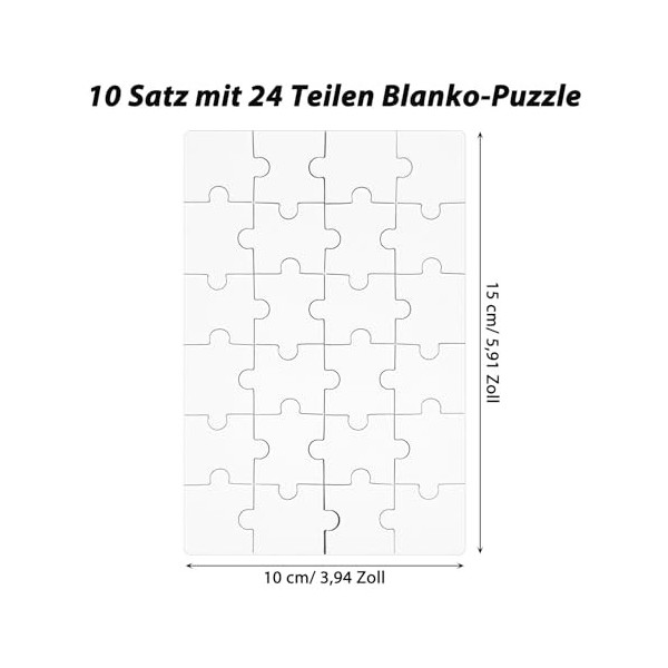 Xerteam - Puzzle vierge - 10 feuilles - 15 × 10 cm - Personnalisable - Puzzle vierge à peindre - Puzzle DIY pour enfants et a