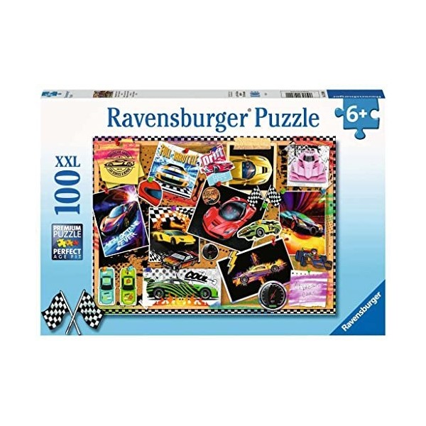 Ravensburger- Tableau daffichage pour Voiture de Course Animals Puzzle de 100 pièces, 12899, Multicolore