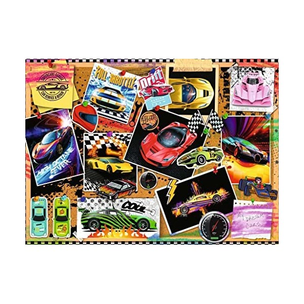 Ravensburger- Tableau daffichage pour Voiture de Course Animals Puzzle de 100 pièces, 12899, Multicolore