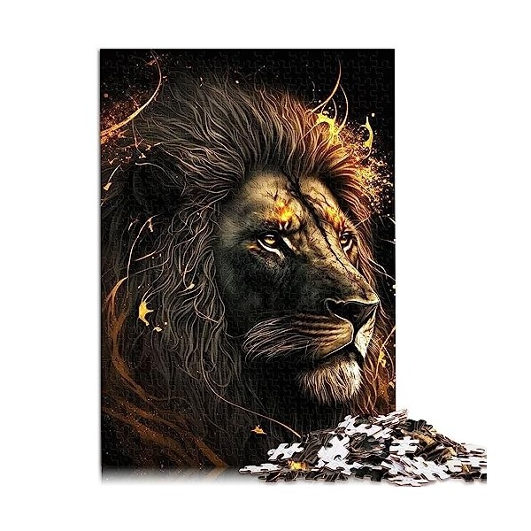 Puzzles pour Lion Noir et Or Puzzles de 1000 pièces pour Adultes et Enfants Puzzles en Carton Jeu éducatif pour Enfant Adulte