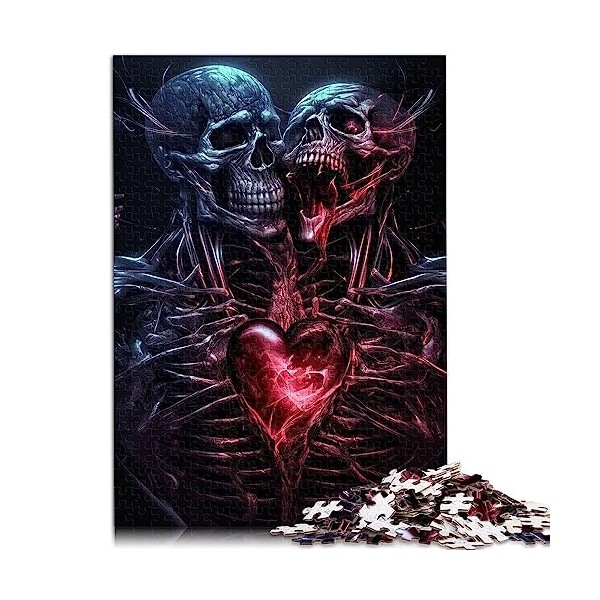 Puzzles tête de Mort Coeur Puzzles 1000 pièces pour Adultes et Enfants par Puzzles en Carton pour Adultes Enfants Jeu Jouets 