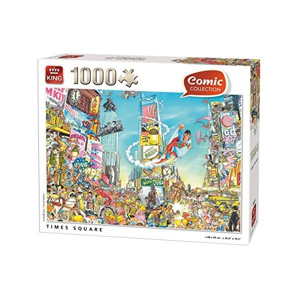King- Comic Cartoon Time Square NY Puzzle 1000 pièces, 55905, Pleine Couleur