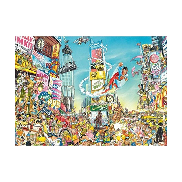 King- Comic Cartoon Time Square NY Puzzle 1000 pièces, 55905, Pleine Couleur