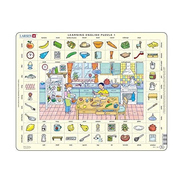 Larsen Puzzle 7023852108970-70 Pièces - Entrainement Anglais 1 : in der Küche