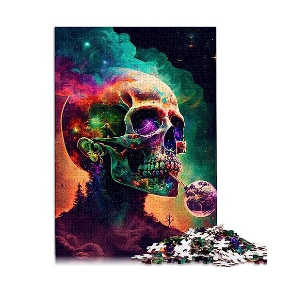 Puzzle tête de Mort 1000 pièces pour Puzzles en Carton pour Adultes et Enfants de 12 Ans et Plus Jeu éducatif pour Enfant Adu