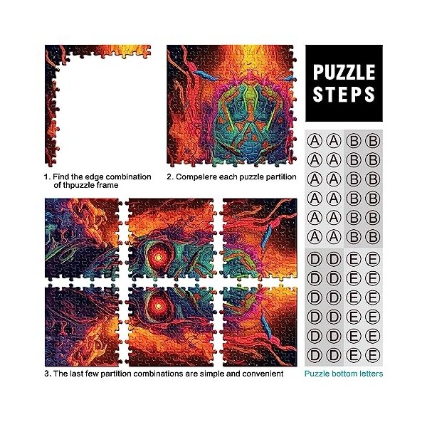 Puzzle tête de Mort 1000 pièces pour Puzzles en Carton pour Adultes et Enfants de 12 Ans et Plus Jeu éducatif pour Enfant Adu