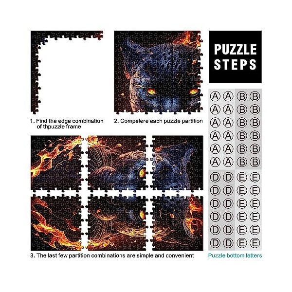 Fiery Flames Black Panther Jigsaw Puzzles for KidsCardboard Puzzles 1000 Piece Jigsaw Puzzles Jigsaw Puzzles Toy 10.27" x 20.