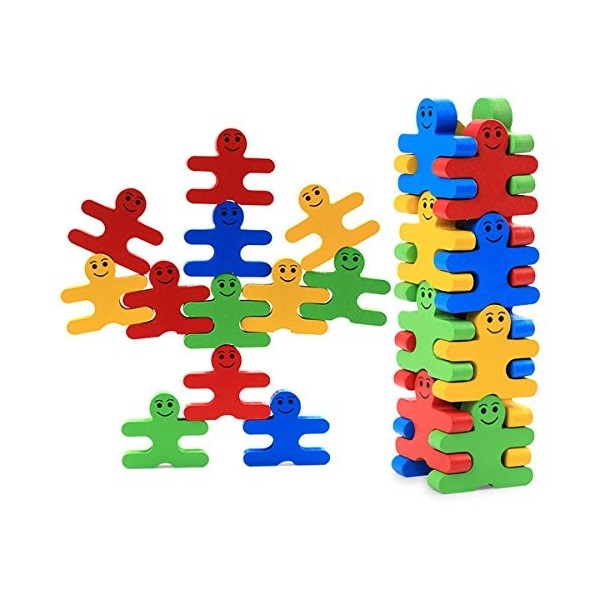 Blocs de Construction empilables en Bois pour Enfants, Jeux dempilage Jouets Enfants Montessori Animal Balance Blocks Toddle