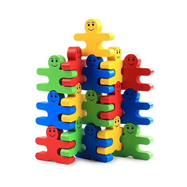 Blocs de Construction empilables en Bois pour Enfants, Jeux dempilage Jouets Enfants Montessori Animal Balance Blocks Toddle