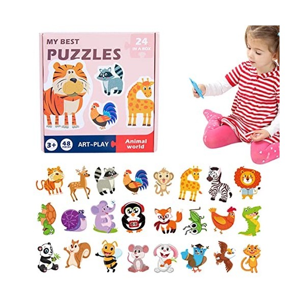 Jikiaci Puzzles pour de 3 à 5 Ans,Puzzle pour Tout-Petits - Puzzles de Fruits et légumes,Puzzle dapprentissage éducatif prés