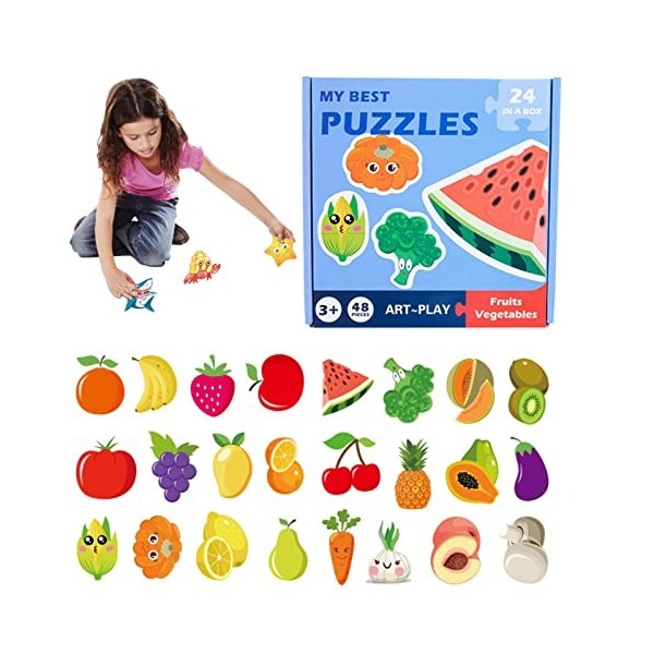 FUKKA Puzzle pour Tout-Petits,Puzzles pour Tout-Petits - Puzzles danimaux,Puzzles Montessori pour Filles et garçons de 3, 4 